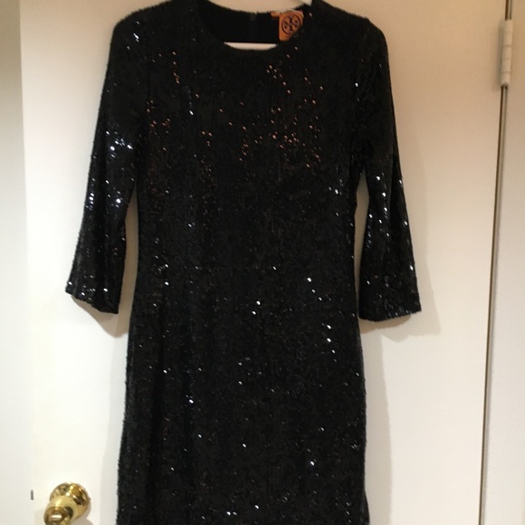 SOLD!!!NWOT! Tory Burch Sequin Midi Dress w/ 3/4 Sleeves. - Picture 5 of 7